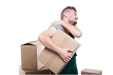 man holding package with rotator cuff tear